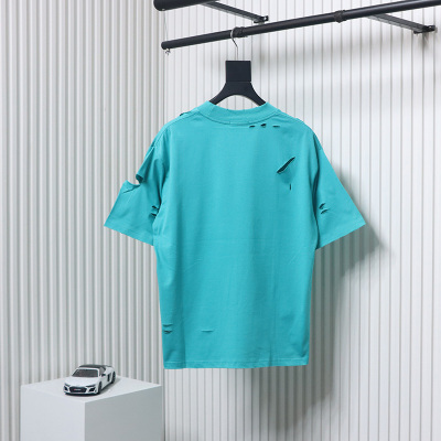 Balenciaga Distressed T-Shirt Blue 02