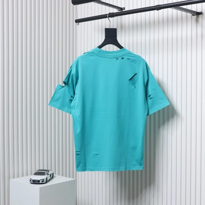 Balenciaga Distressed T-Shirt Blue 02