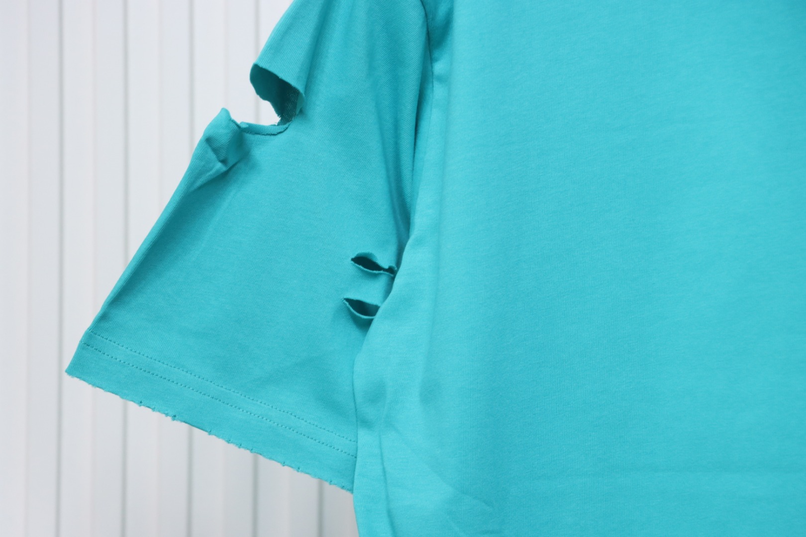 Balenciaga Distressed T-Shirt Blue