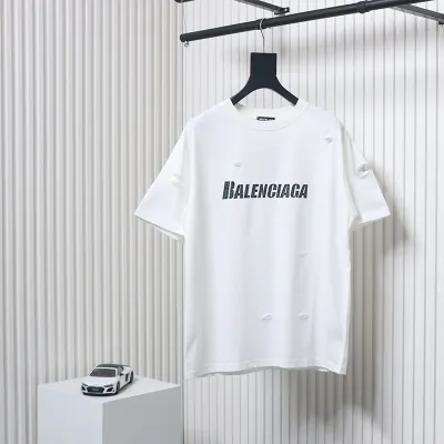 Balenciaga Distressed T-Shirt White 01