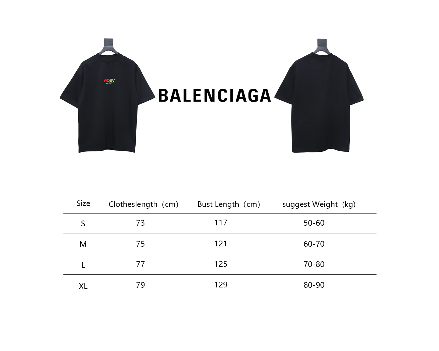 Balenciaga eBay Brushed Embroidery T-shirt Black