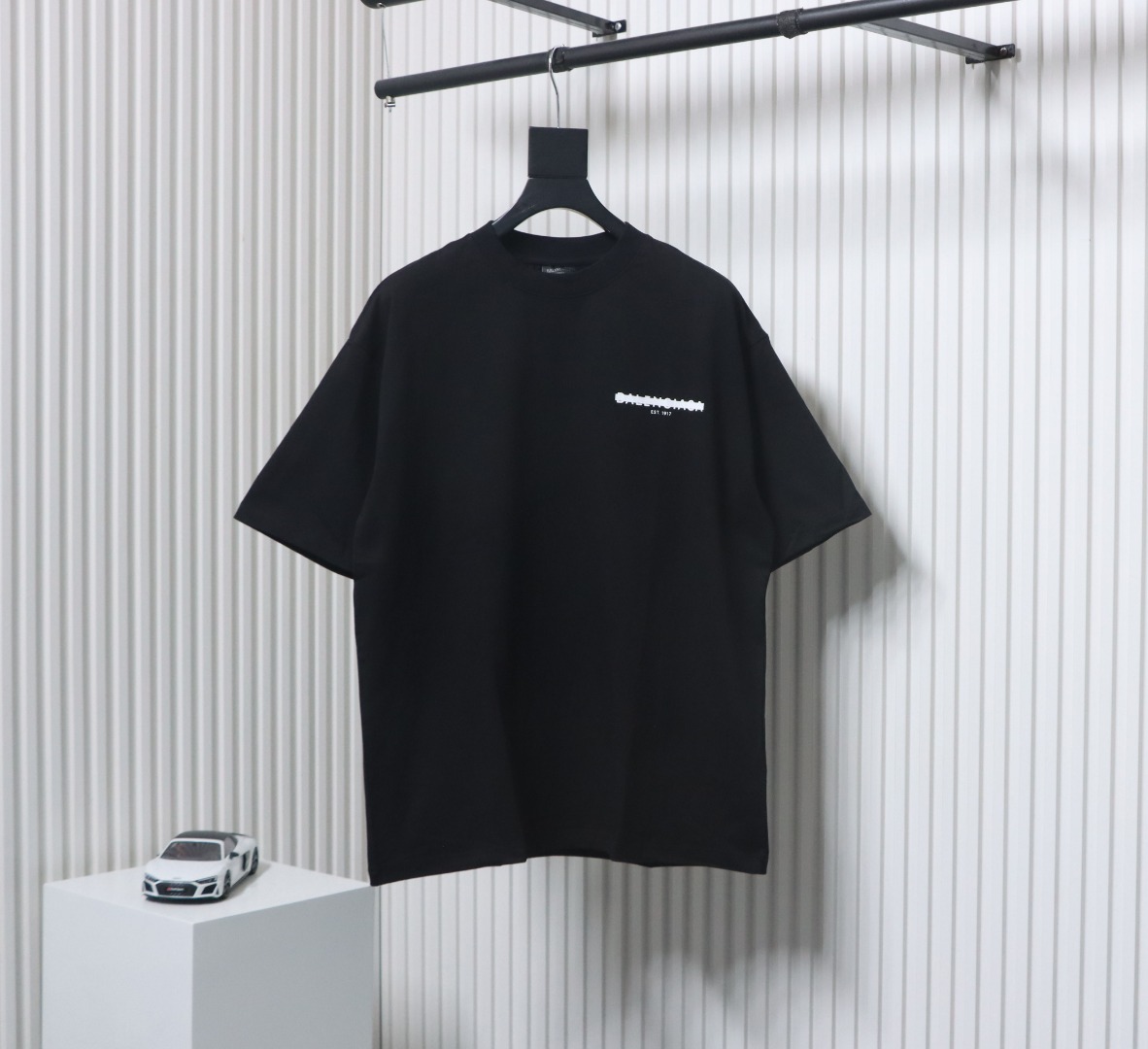 Balenciaga front and back seal letter T-shirt Black