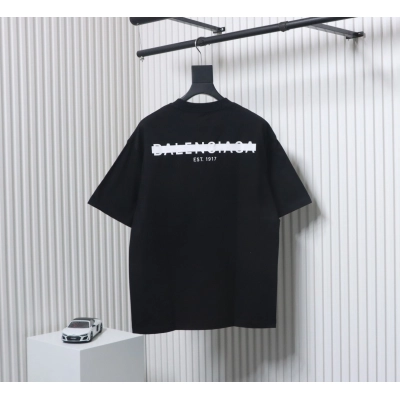 Balenciaga front and back seal letter T-shirt Black 02