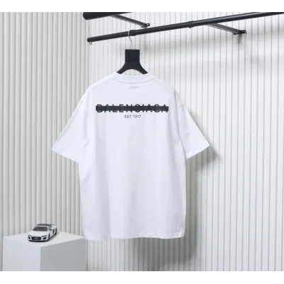 Balenciaga front and back seal letter T-shirt white 02