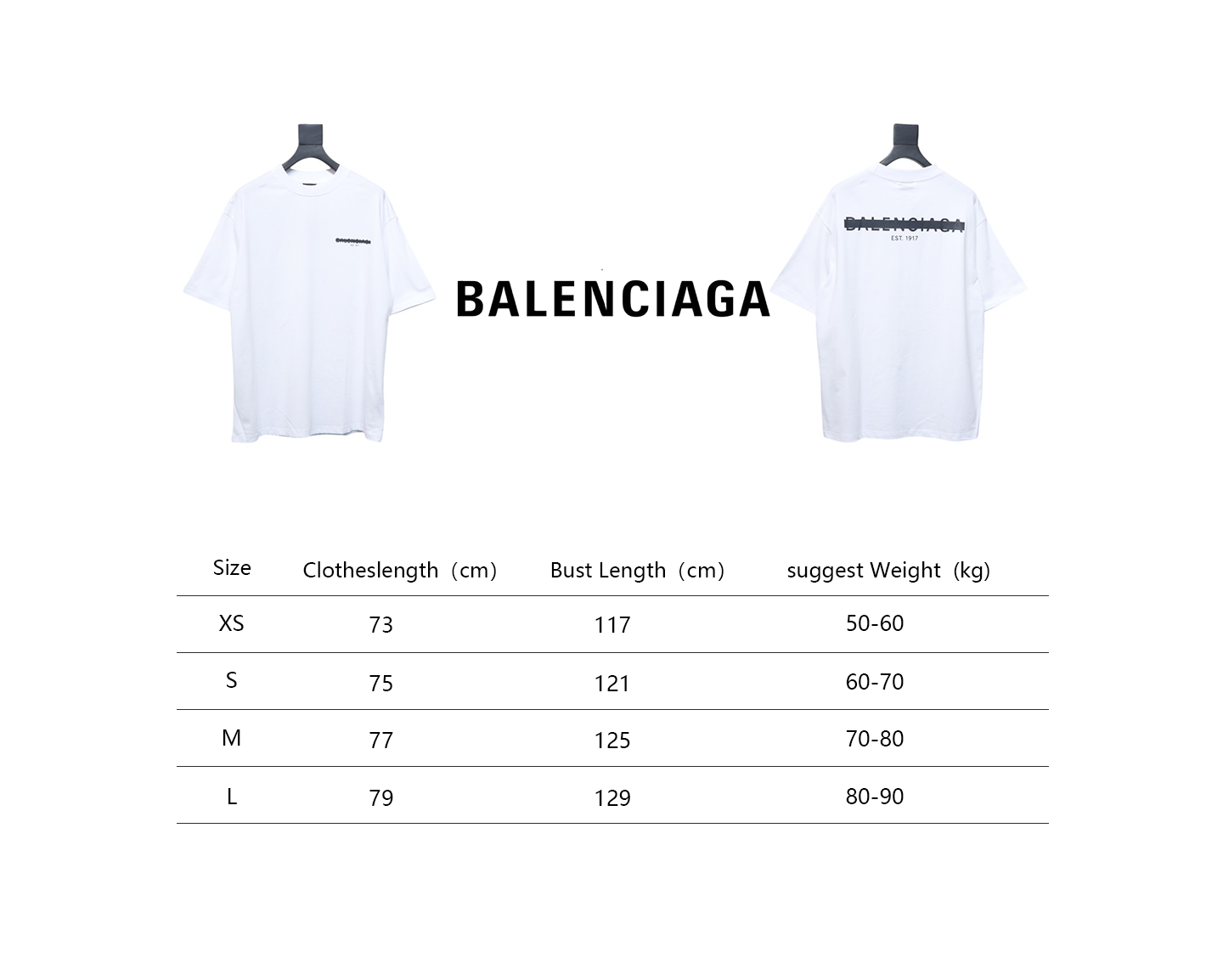 Balenciaga front and back seal letter T-shirt white