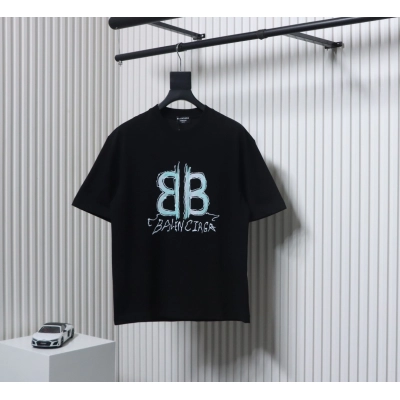 Balenciaga Hand-painted Letter Print T-shirt Black 01