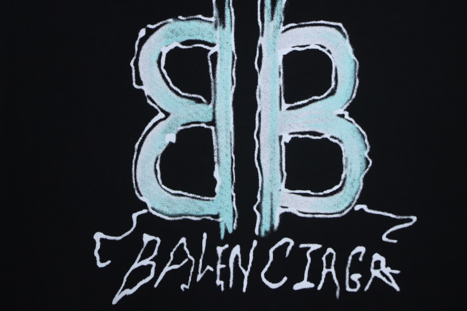 Balenciaga Hand-painted Letter Print T-shirt Black