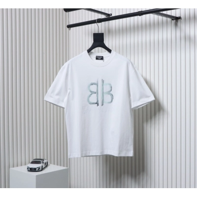 Balenciaga Hand-painted Letter Print T-shirt White 01