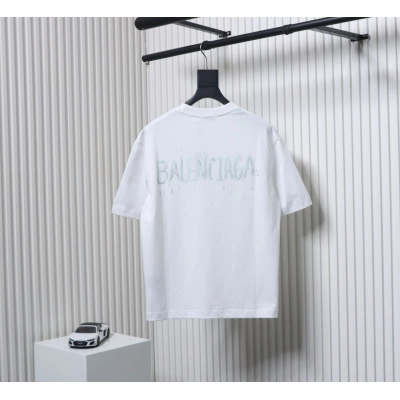 Balenciaga Hand-painted Letter Print T-shirt White 02