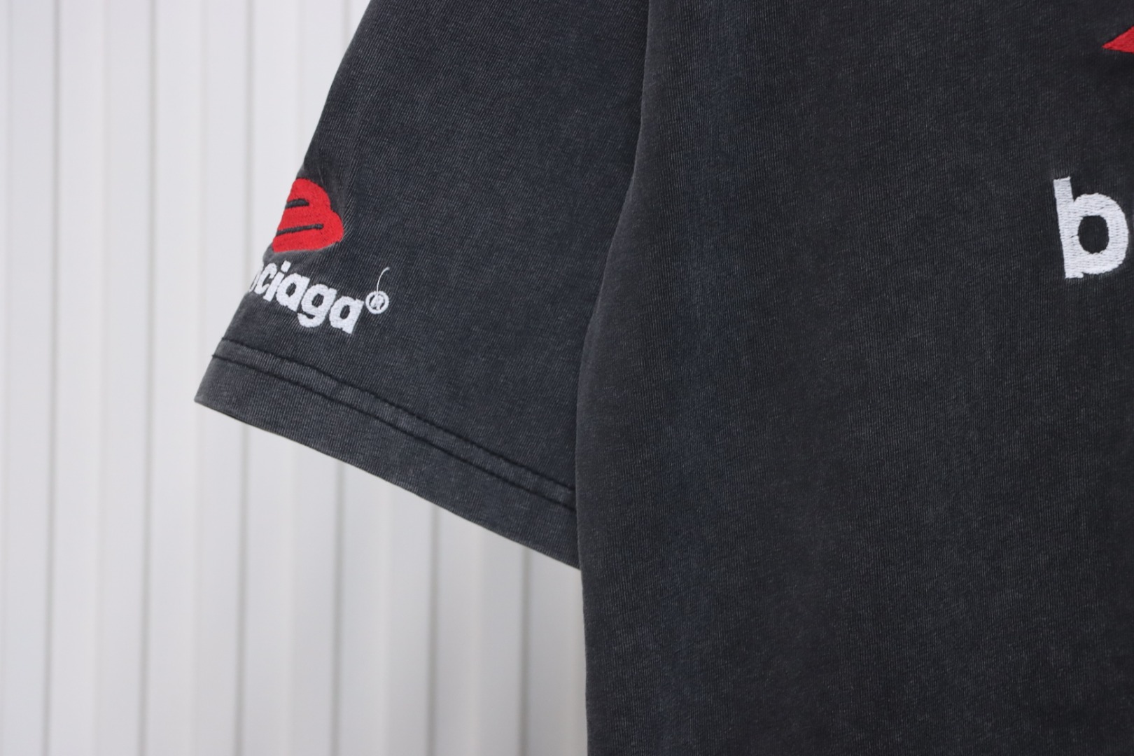 Balenciaga New 3B Large M Front and Back Letter Embroidered T-shirt Black