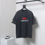 Balenciaga New 3B Large M Front and Back Letter Embroidered T-shirt Black