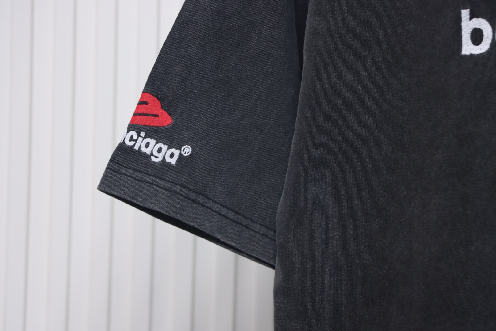 Balenciaga New 3B Large M Front and Back Letter Embroidered T-shirt Black