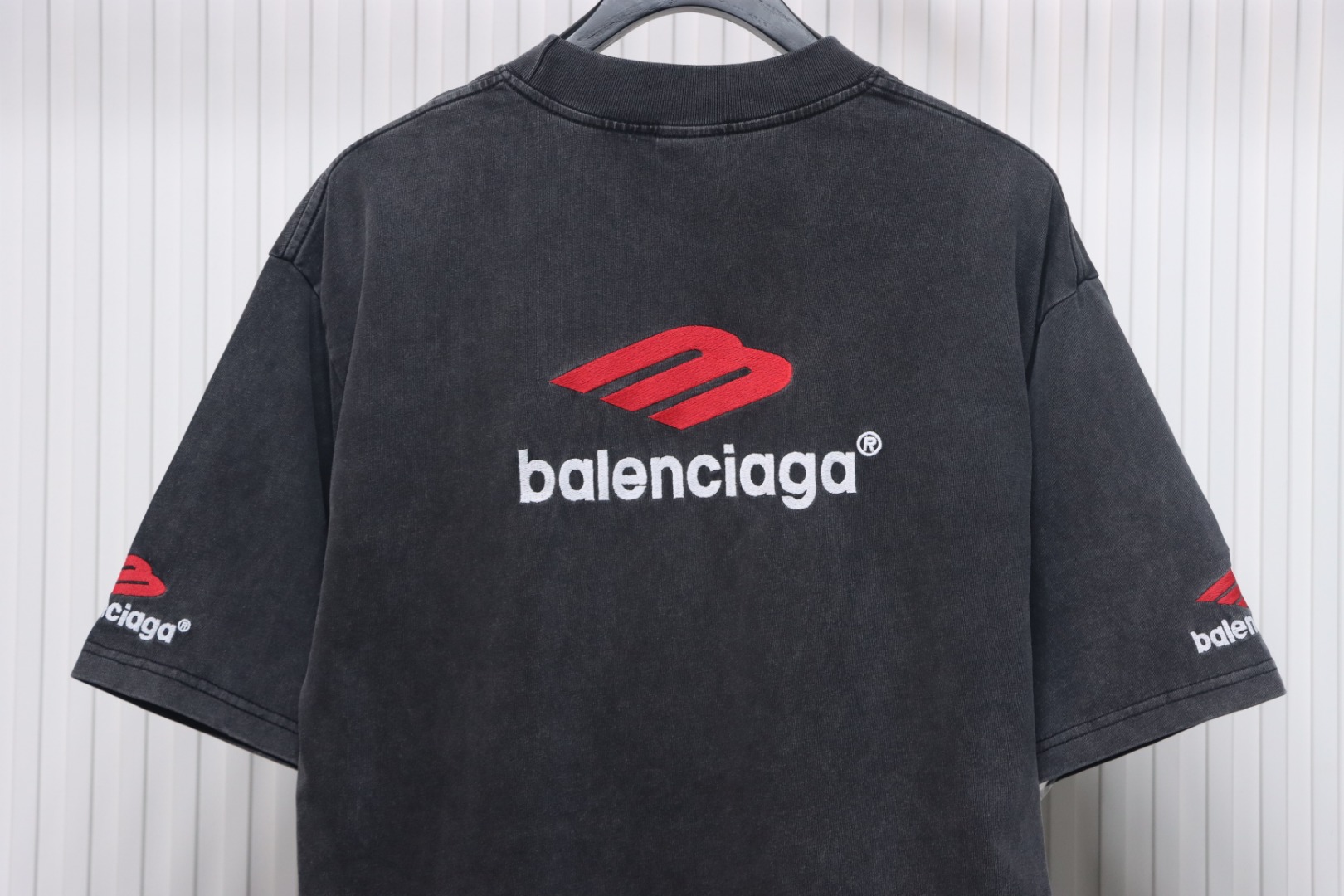 Balenciaga New 3B Large M Front and Back Letter Embroidered T-shirt Black