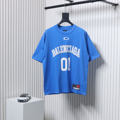 Balenciaga's New Embroidered Size 01 Basketball T-Shirt Blue 01