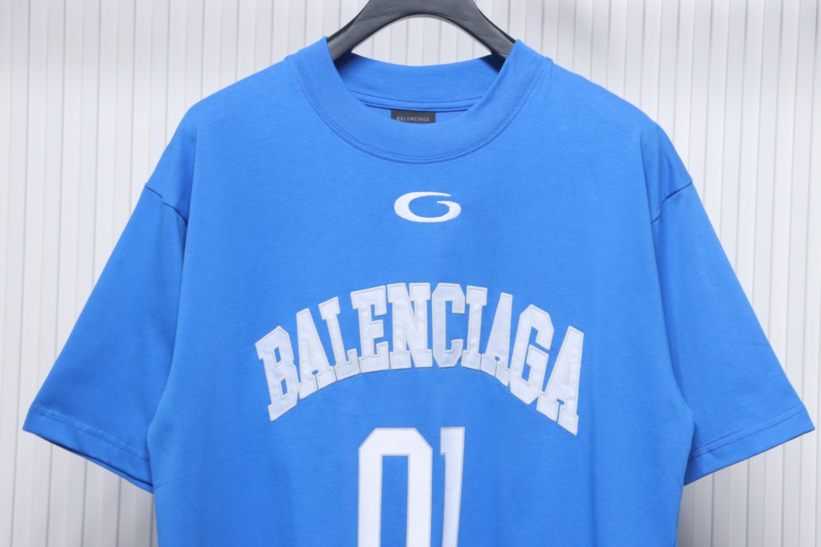 Balenciaga's New Embroidered Size 01 Basketball T-Shirt Blue