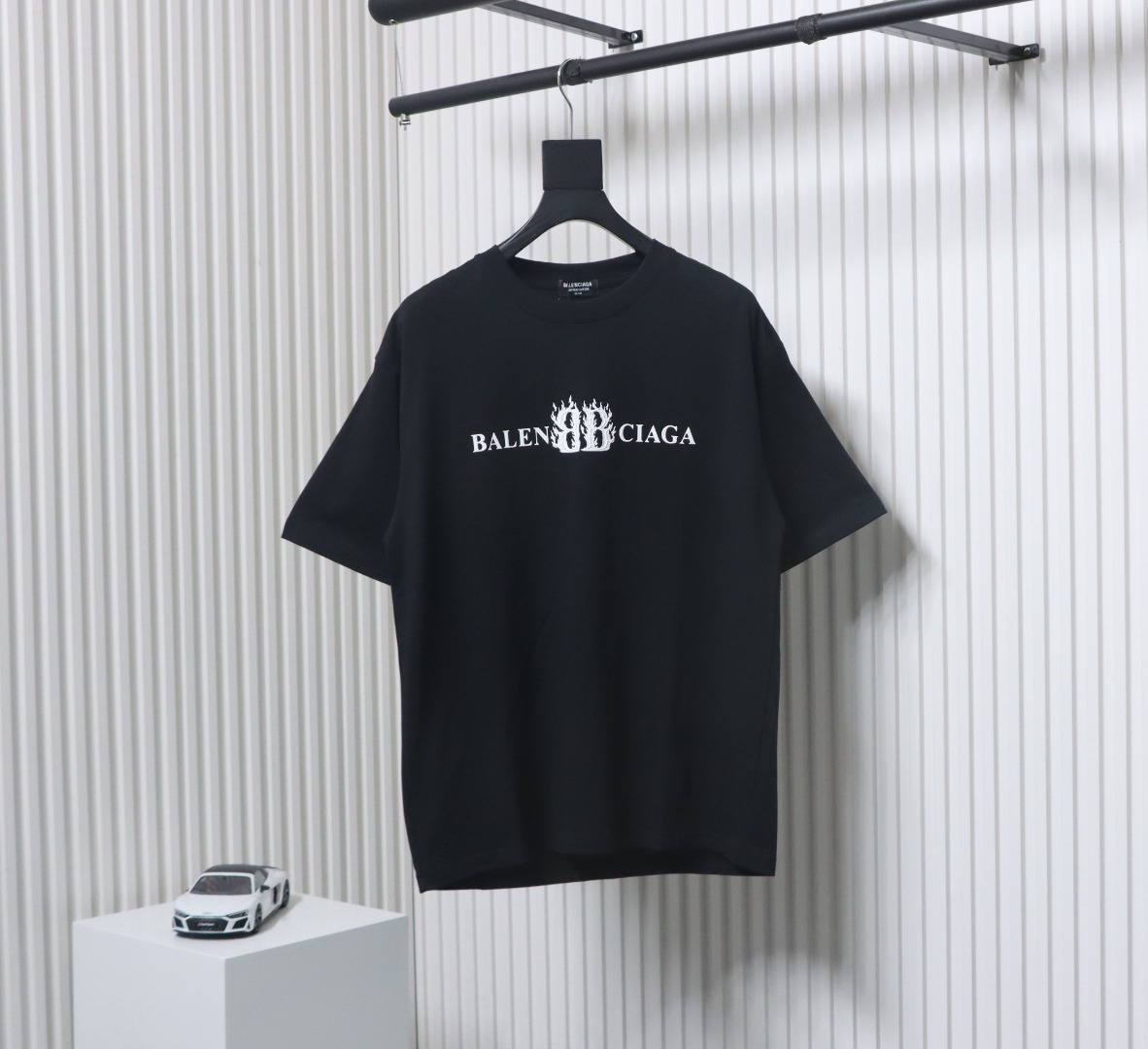 copy of Balenciaga 25ss Flame Double B Letter Print T-shirt White