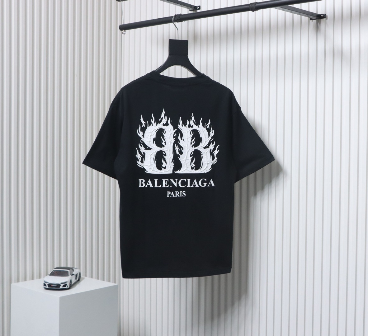 copy of Balenciaga 25ss Flame Double B Letter Print T-shirt White
