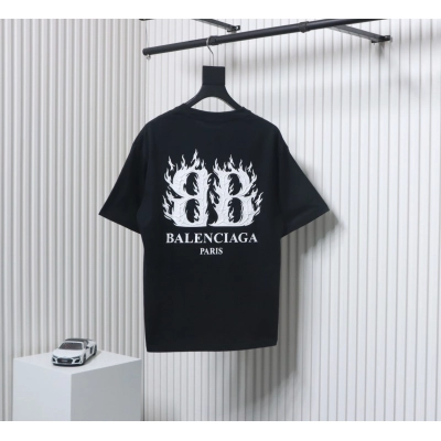 copy of Balenciaga 25ss Flame Double B Letter Print T-shirt White 02