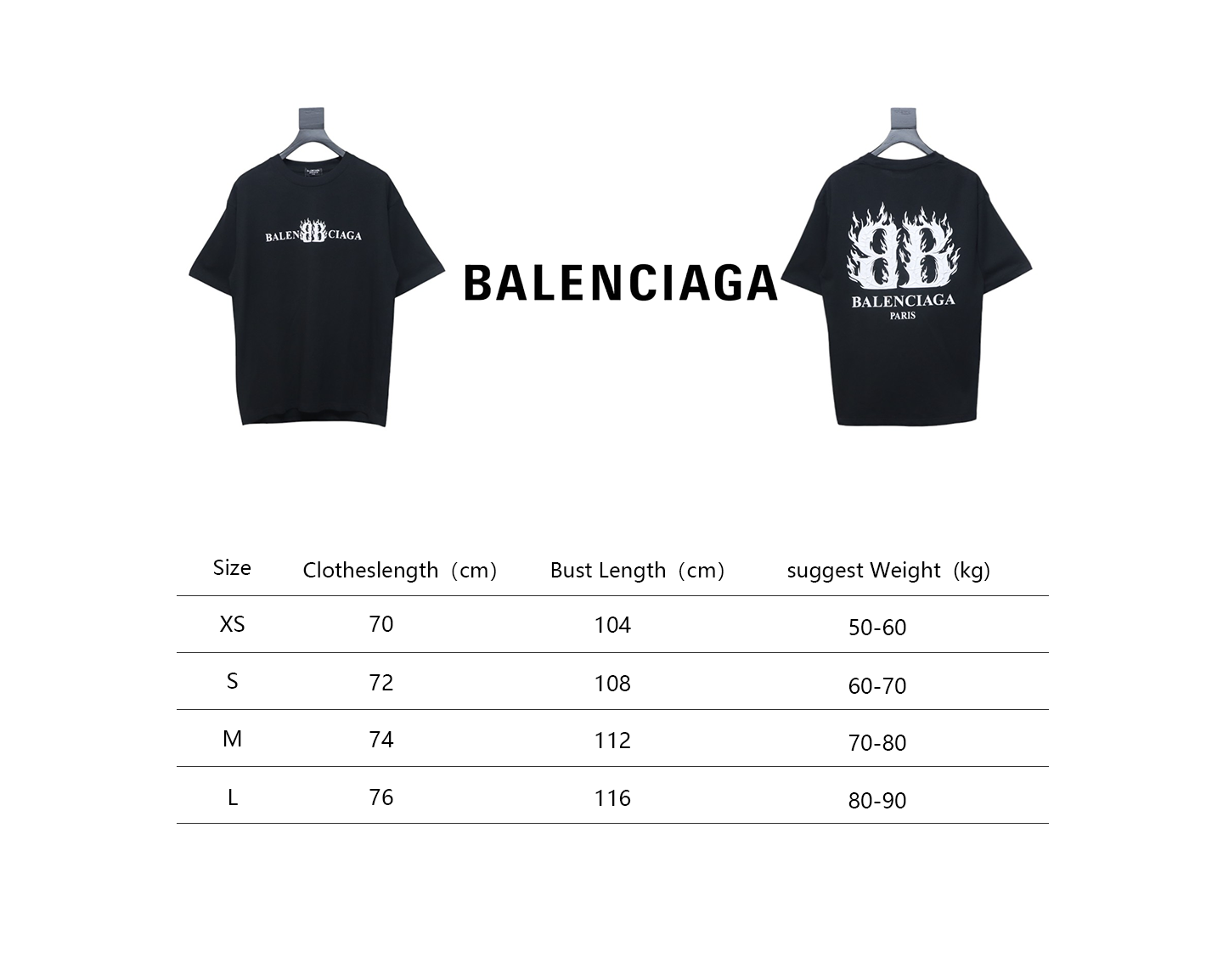 copy of Balenciaga 25ss Flame Double B Letter Print T-shirt White