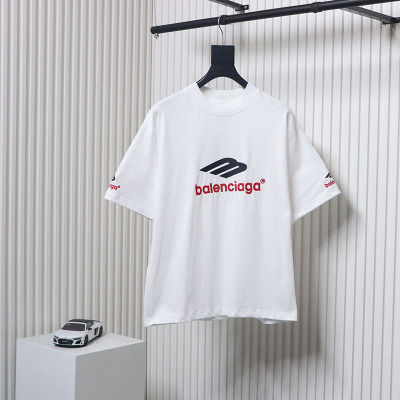 Balenciaga New 3B Large M Front and Back Letter Embroidered T-shirt White 01