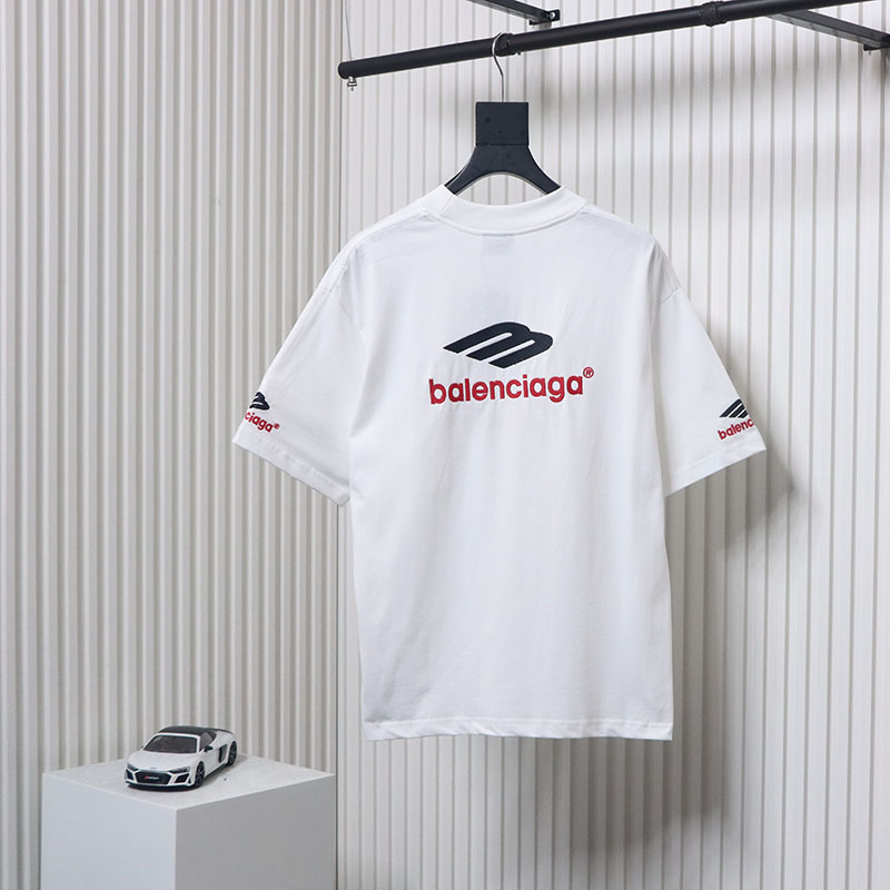 Balenciaga New 3B Large M Front and Back Letter Embroidered T-shirt White