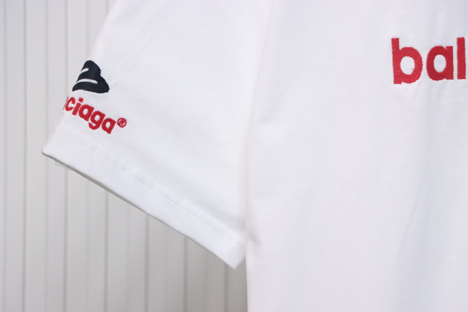 Balenciaga New 3B Large M Front and Back Letter Embroidered T-shirt White