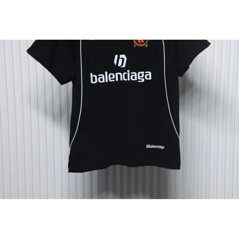 Balenciaga Co-branded Manchester United Football Embroidery T-shirt Black