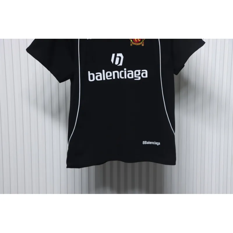 Balenciaga Co-branded Manchester United Football Embroidery T-shirt Black