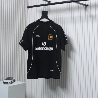 Balenciaga Co-branded Manchester United Football Embroidery T-shirt Black 01