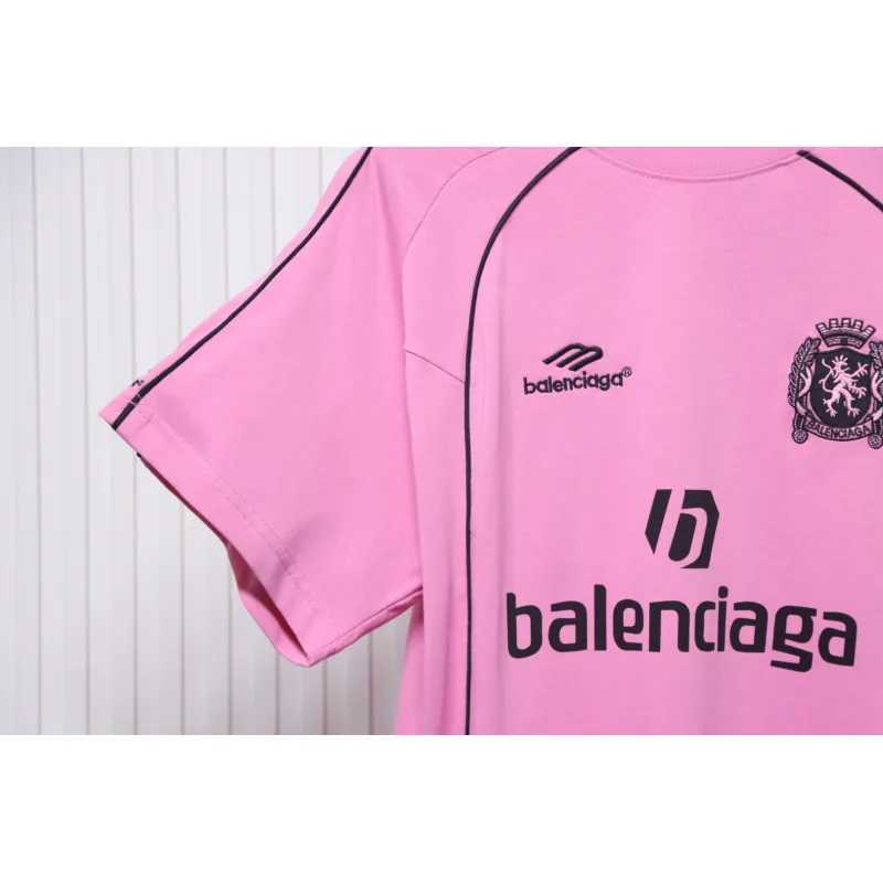 Balenciaga Co-branded Manchester United Football Embroidery T-shirt Pink