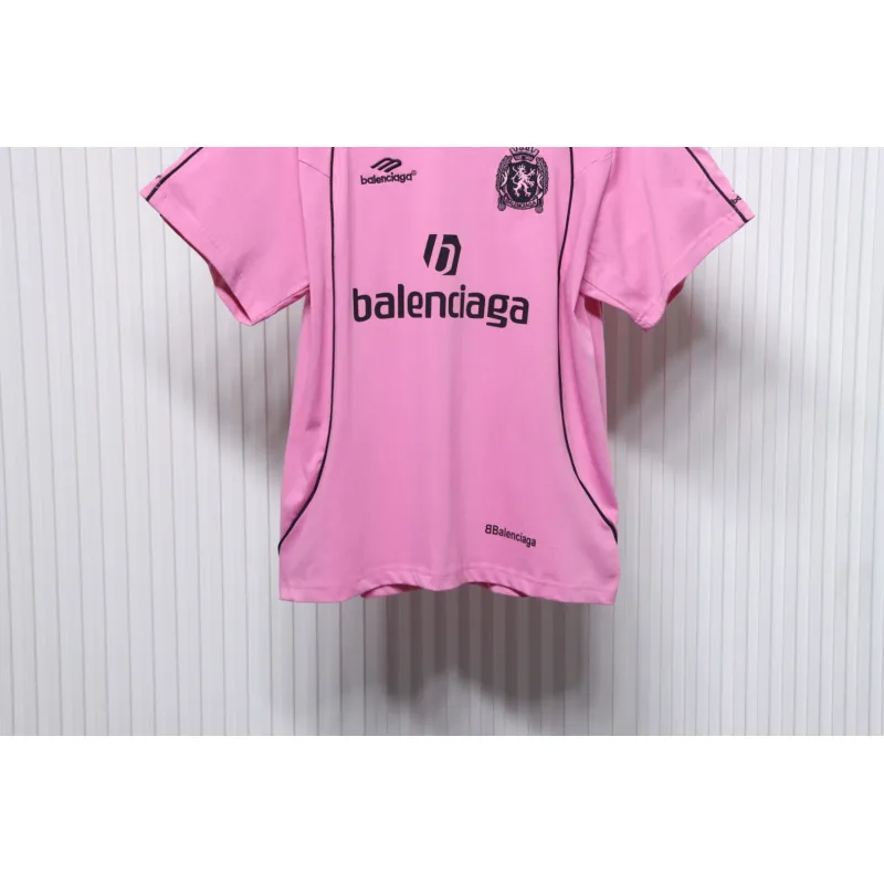 Balenciaga Co-branded Manchester United Football Embroidery T-shirt Pink