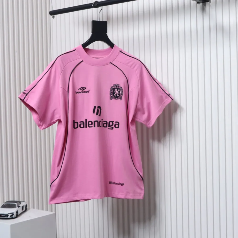 Balenciaga Co-branded Manchester United Football Embroidery T-shirt Pink