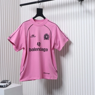 Balenciaga Co-branded Manchester United Football Embroidery T-shirt Pink 01