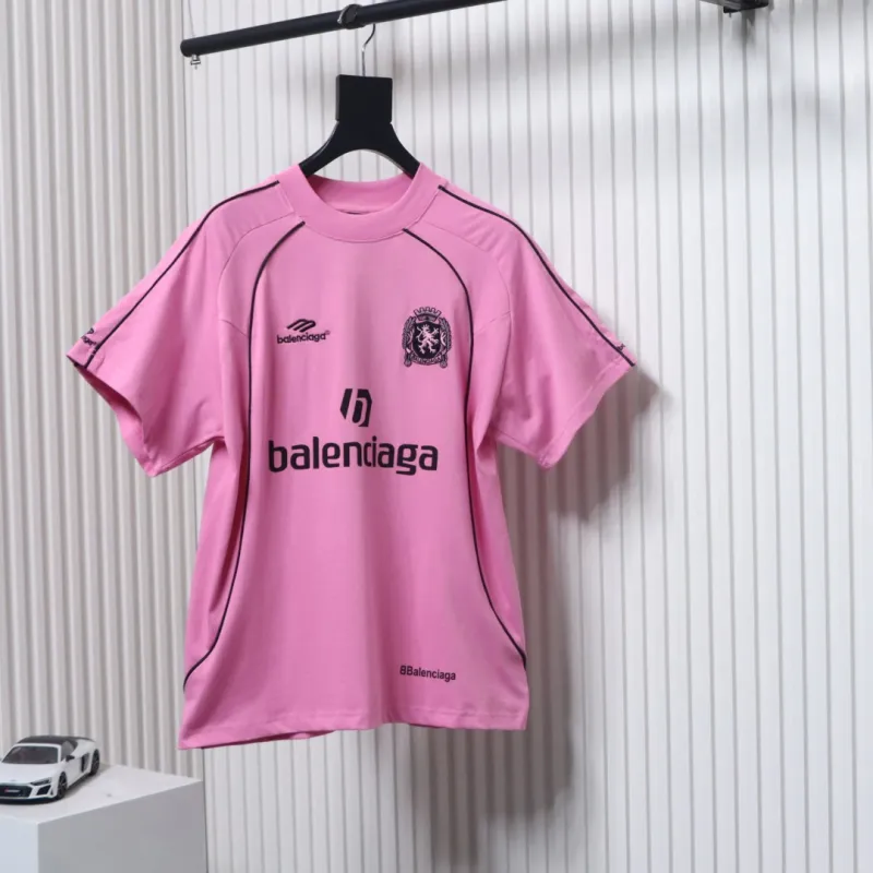 Balenciaga Co-branded Manchester United Football Embroidery T-shirt Pink