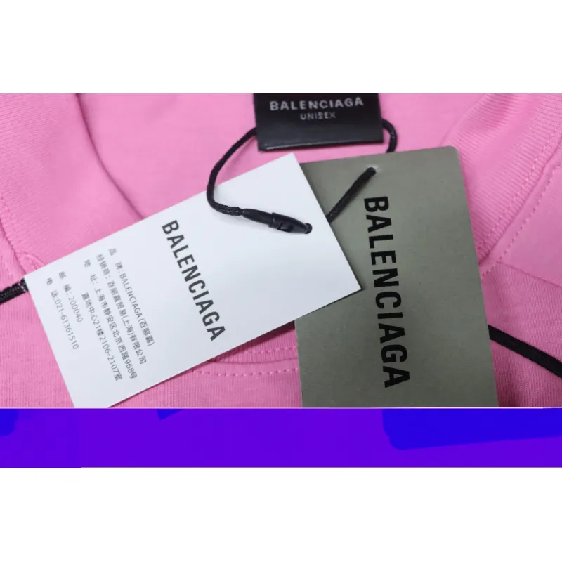 Balenciaga Co-branded Manchester United Football Embroidery T-shirt Pink