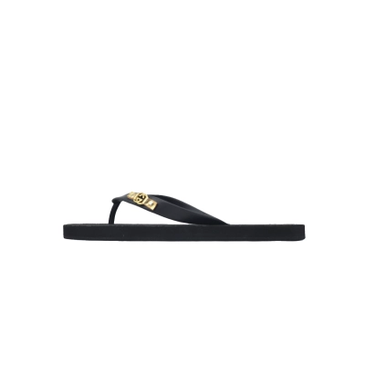 Gucci Slippers Gold Printed Black 01