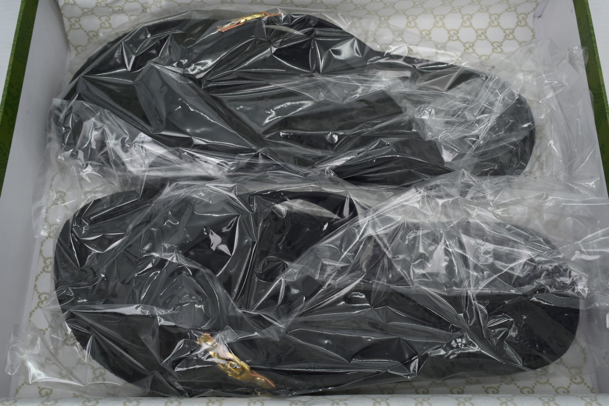 Gucci Slippers Gold Printed Black