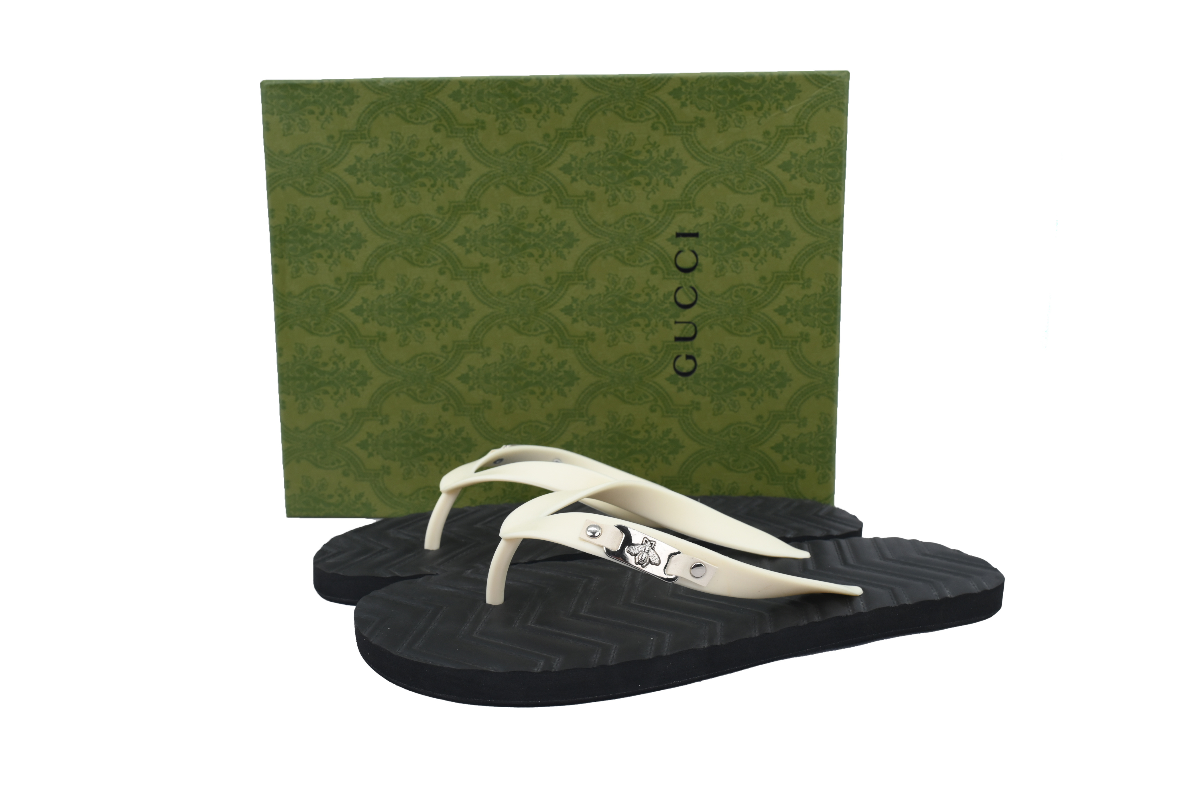 Gucci Flip Flops Black And White