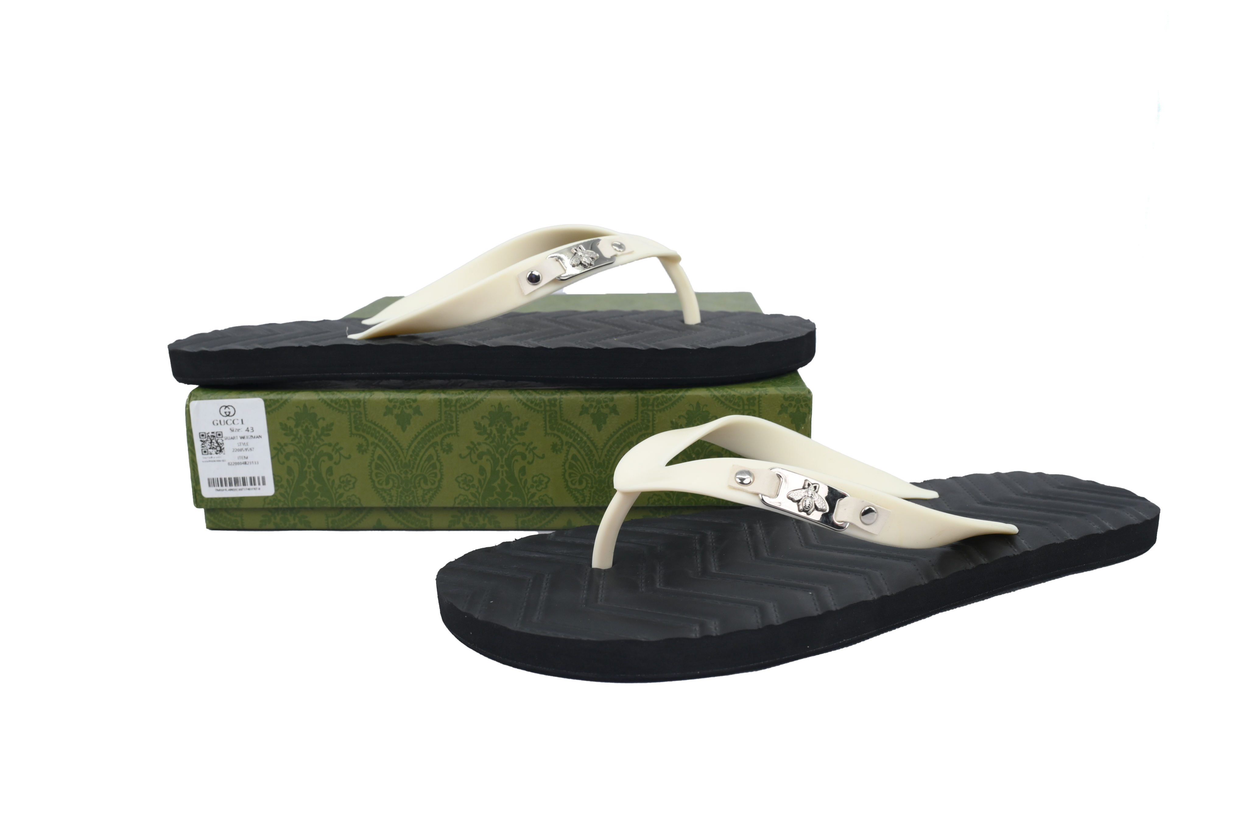 Gucci Flip Flops Black And White