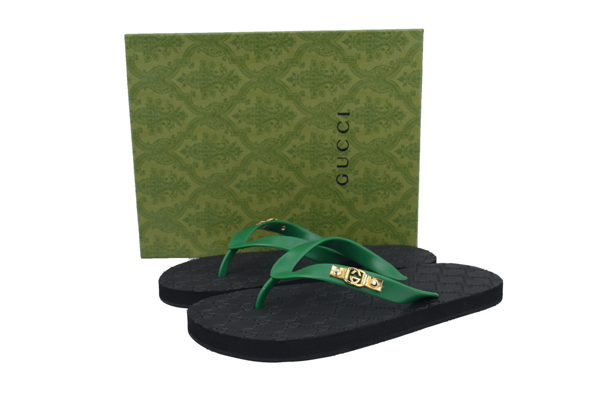 Gucci Slippers Double G Black Green