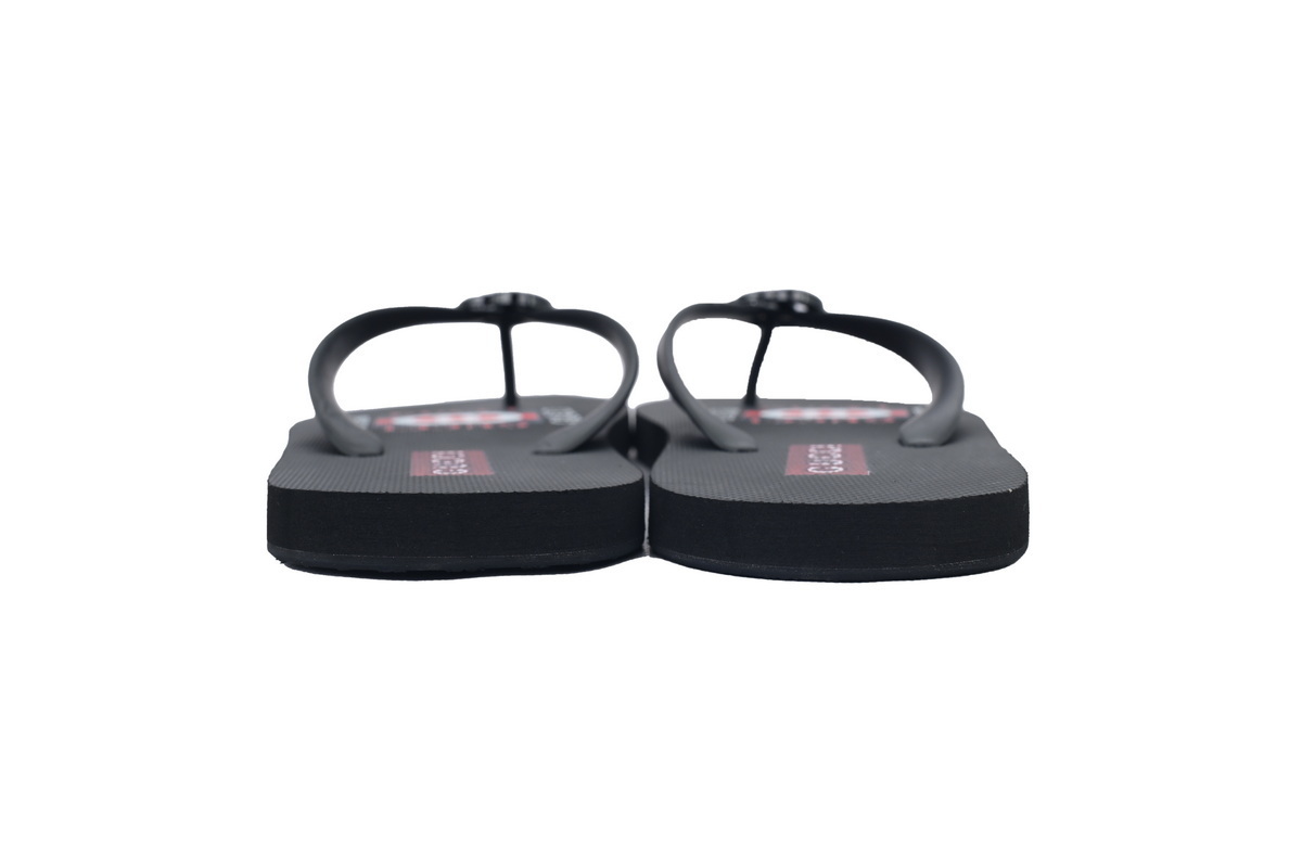 Gucci Slippers Double G Red Patterned Logo Insole All black