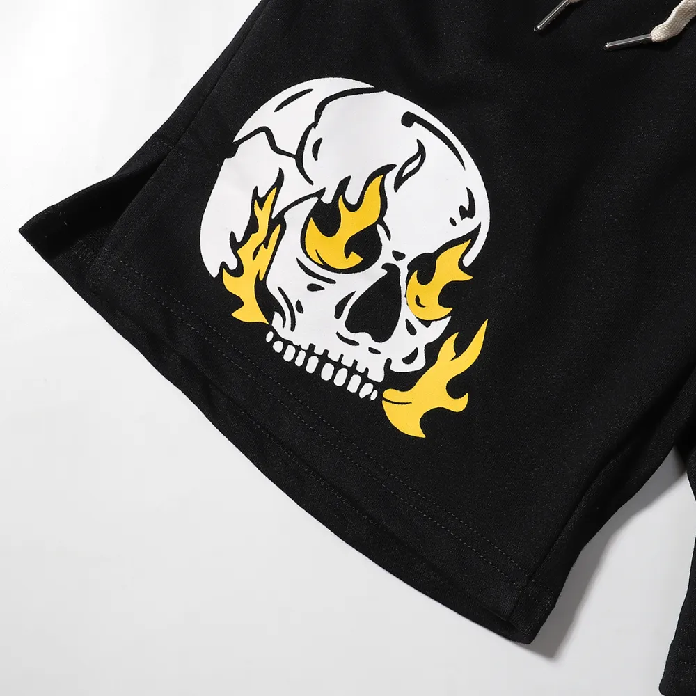 Hellstar Angry Skull Print Logo Black Shorts