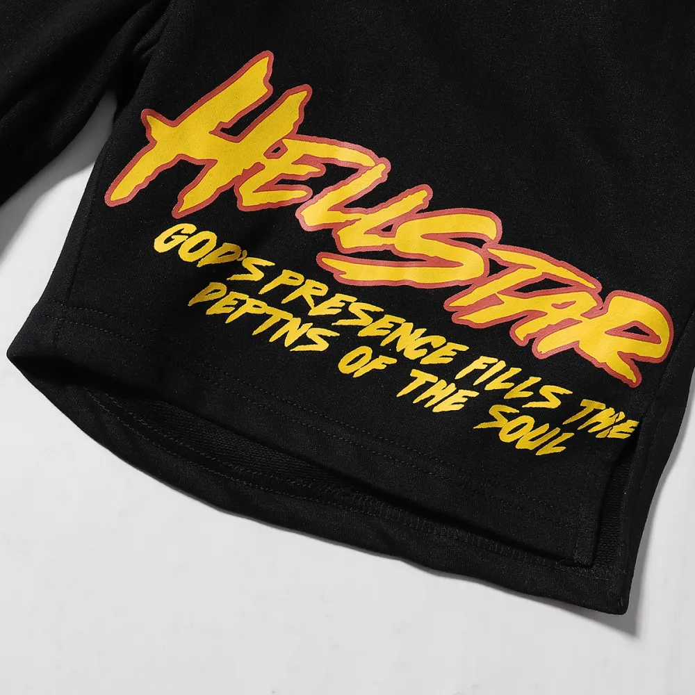 Hellstar Angry Skull Print Logo Black Shorts