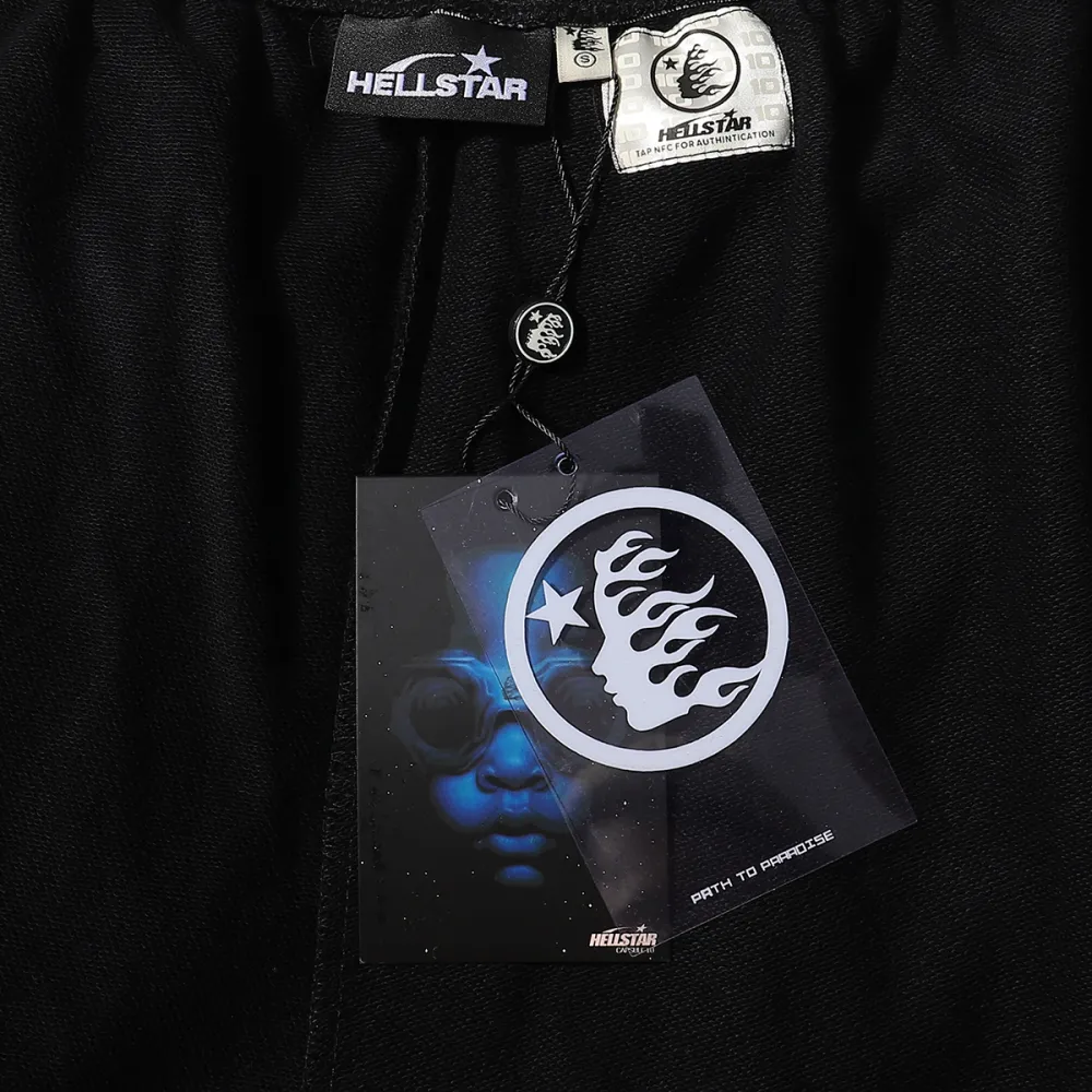 Hellstar Angry Skull Print Logo Black Shorts