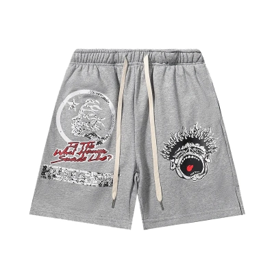 Hellstar Records Funny Smiley Face Shorts #2511 Black/Grey 02