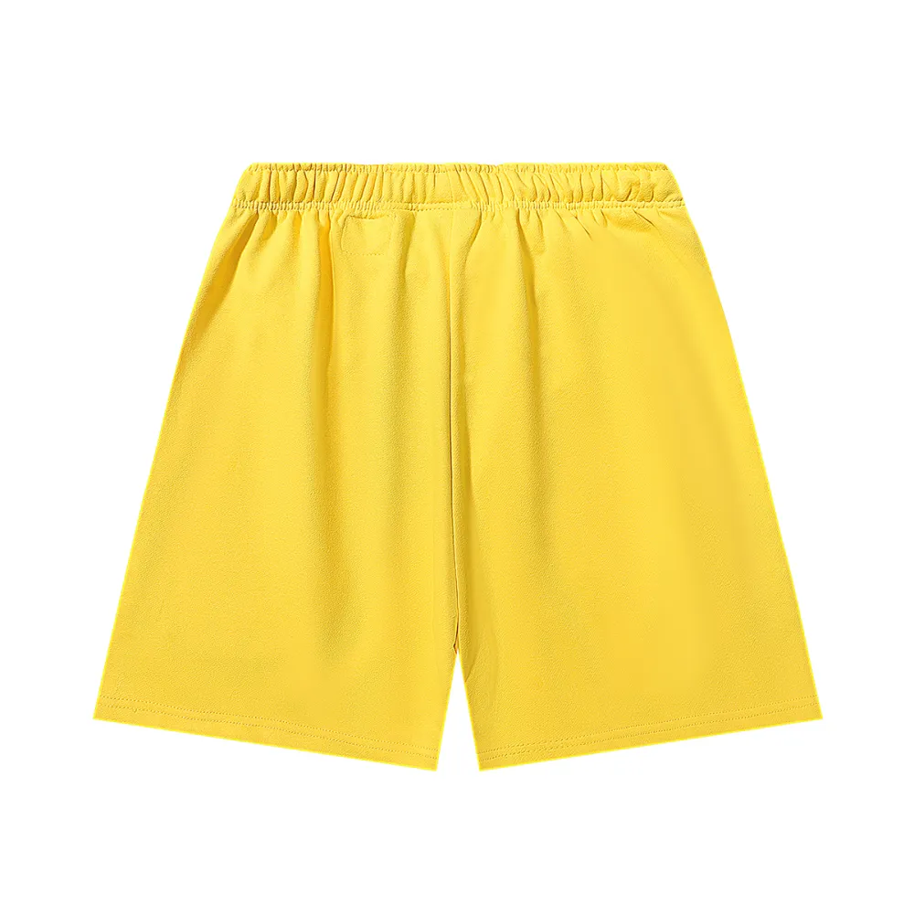 Hellstar Relaxed Elastic Waist Street Wear Cotton Terry Shorts #2509 Black/Yellow