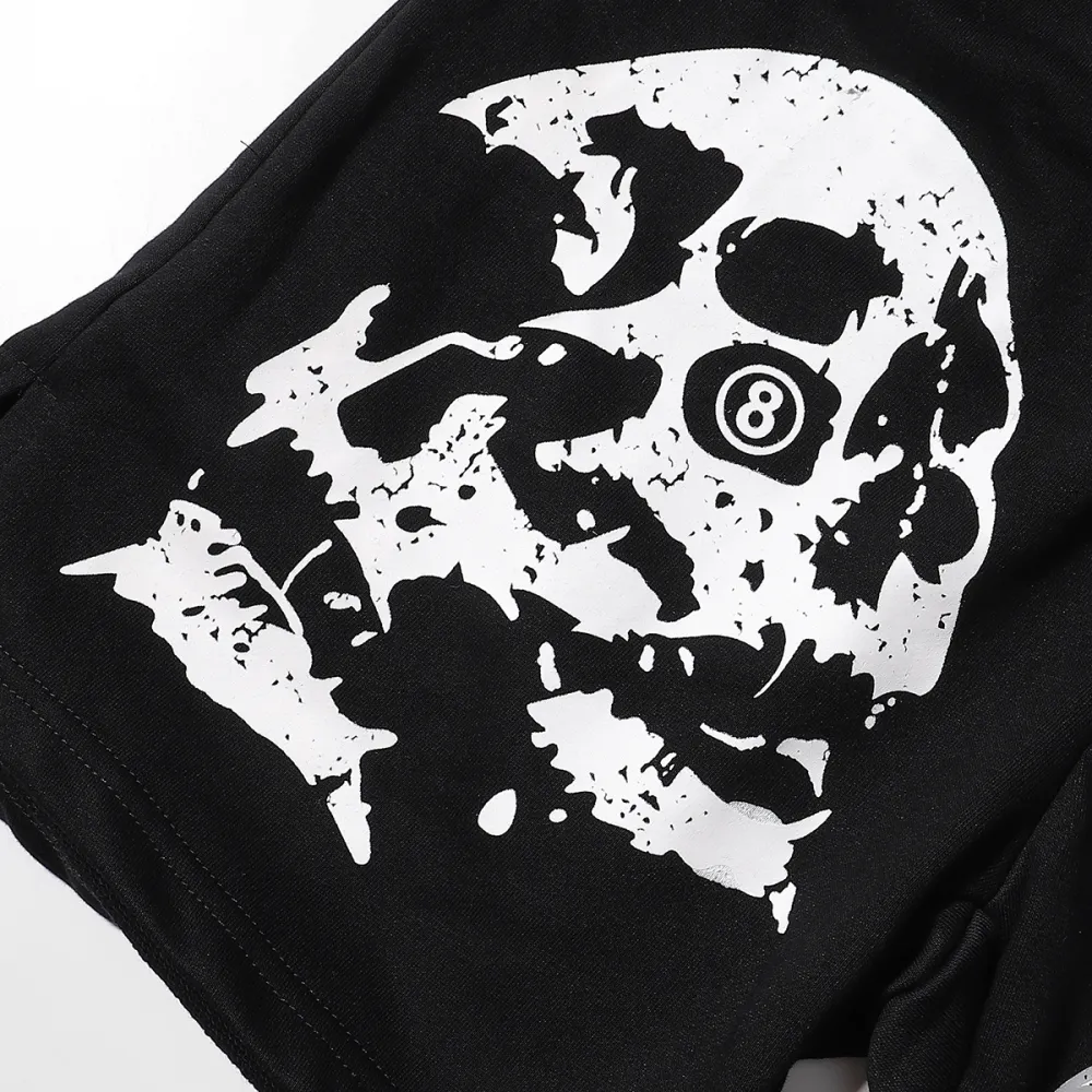 Hellstar Skull 8 Print Logo Black Shorts