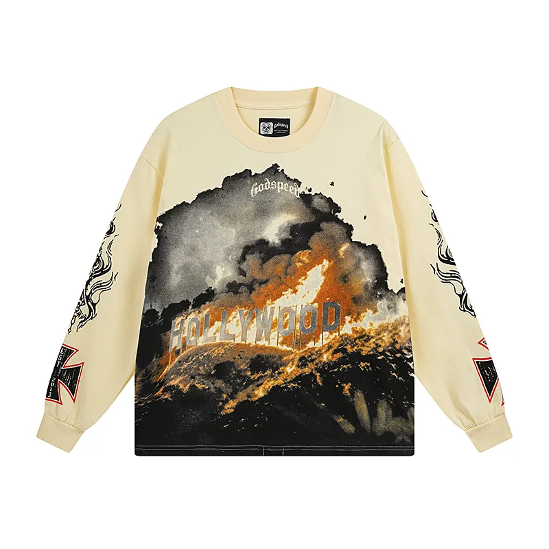 Godspeed Hollywood Thermal Long Sleeve T-shirt #3107 White/Apricot