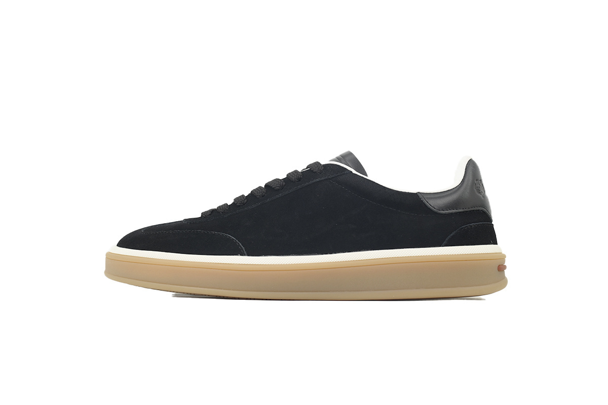 Loro Piana Tennis Walk Sneaker Suede Calf Split Black And Gray