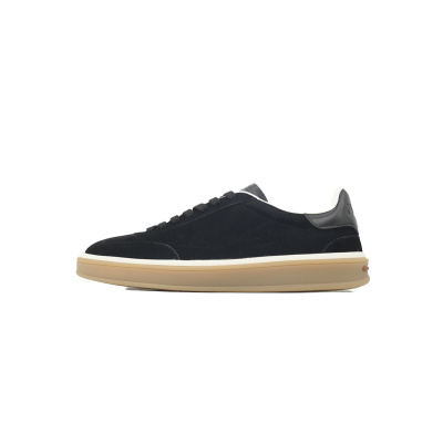 Loro Piana Tennis Walk Sneaker Suede Calf Split Black And Gray 01